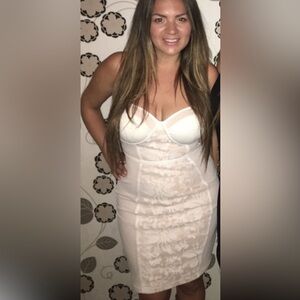 White mesh with floral detailing dress